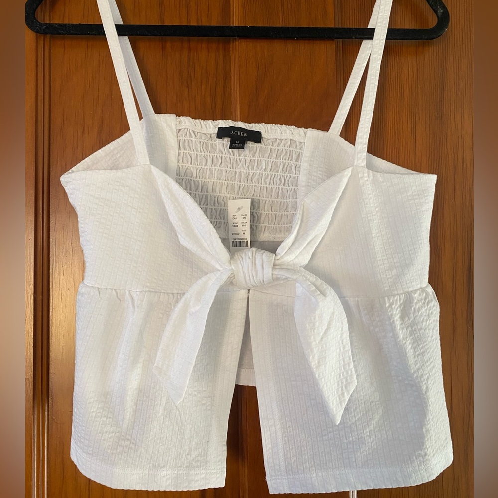 JCrew Front Tie White Cropped Tank Top